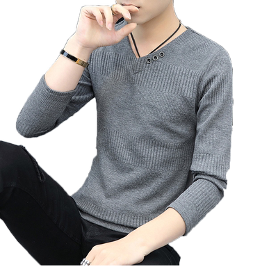 春秋季长袖t恤男士外穿针织衫