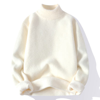 半高领毛衣男士秋冬季加绒加厚水貂绒针织打底衫内搭男款保暖衣服