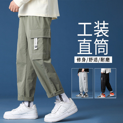 九分裤男亚麻休闲裤棉麻9分哈伦
