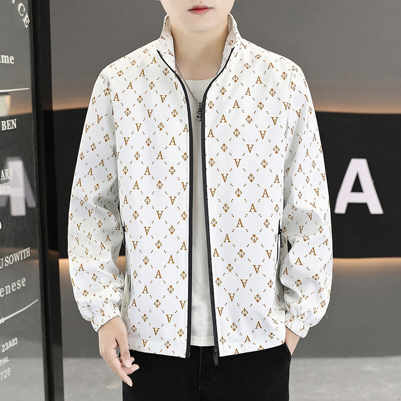 2025春季新款外套青年薄款修身潮流休闲高端春秋季男轻奢印花夹克