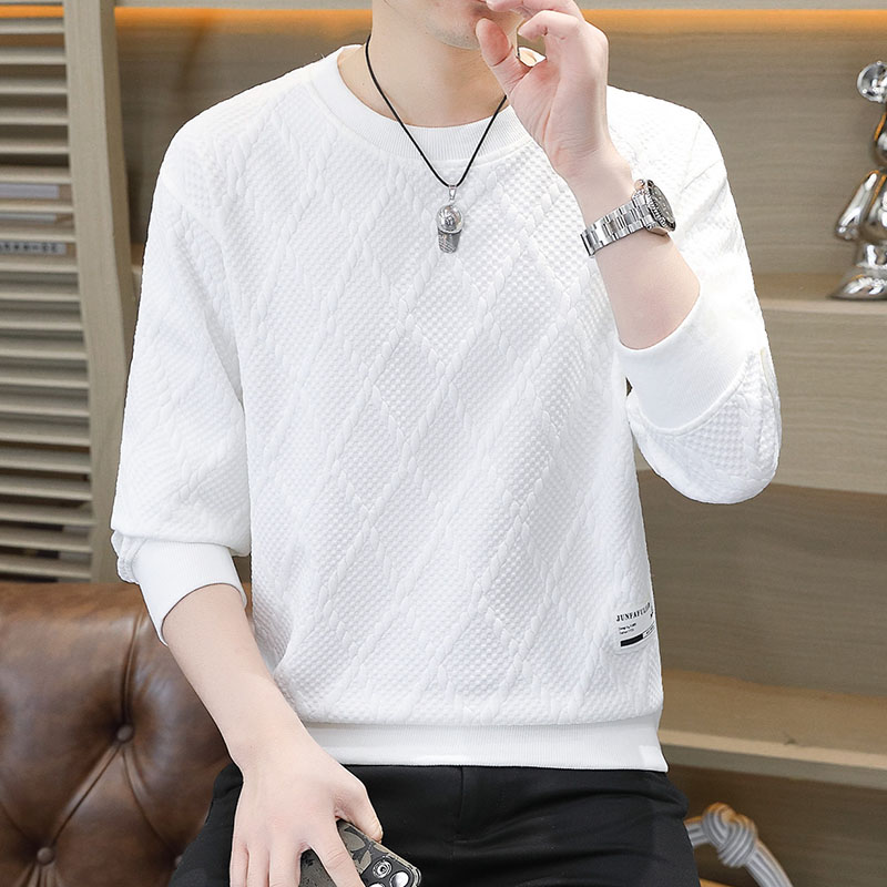 男士圆领长袖T恤卫衣提花