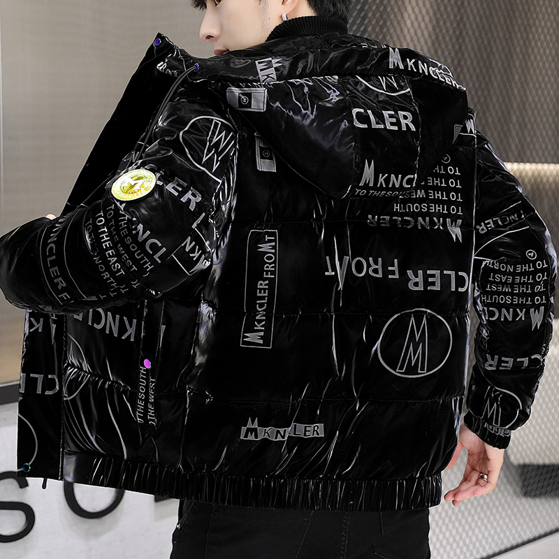 羽绒服男亮皮棉衣加厚袄子保暖