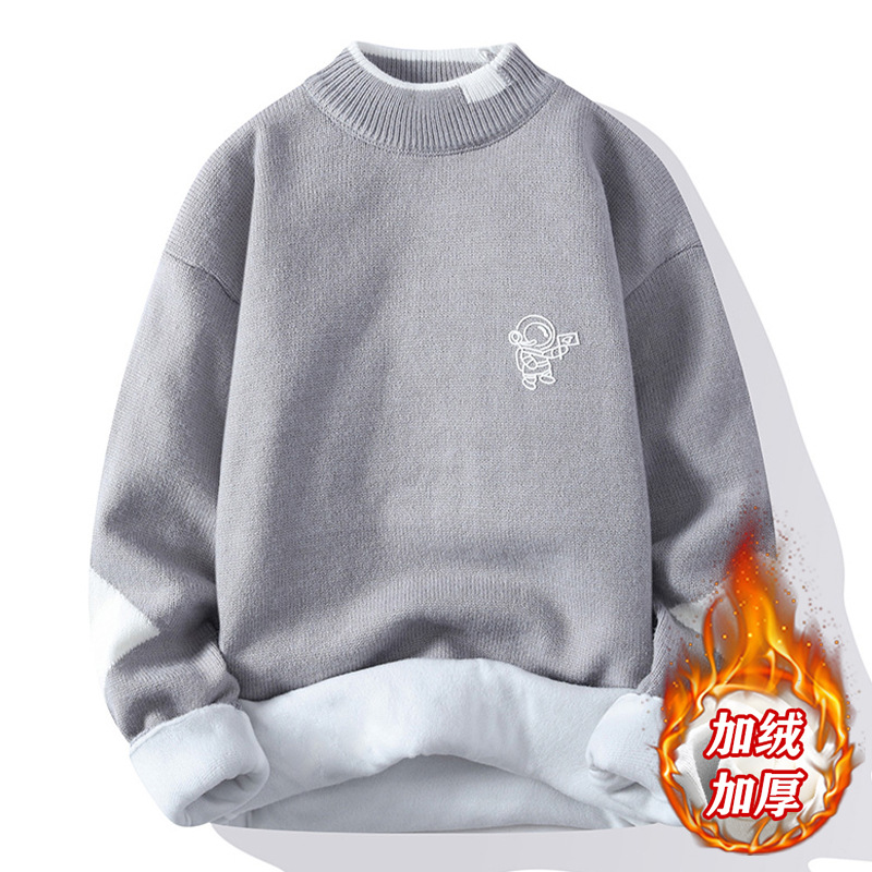 宽松休闲半高领针织衫