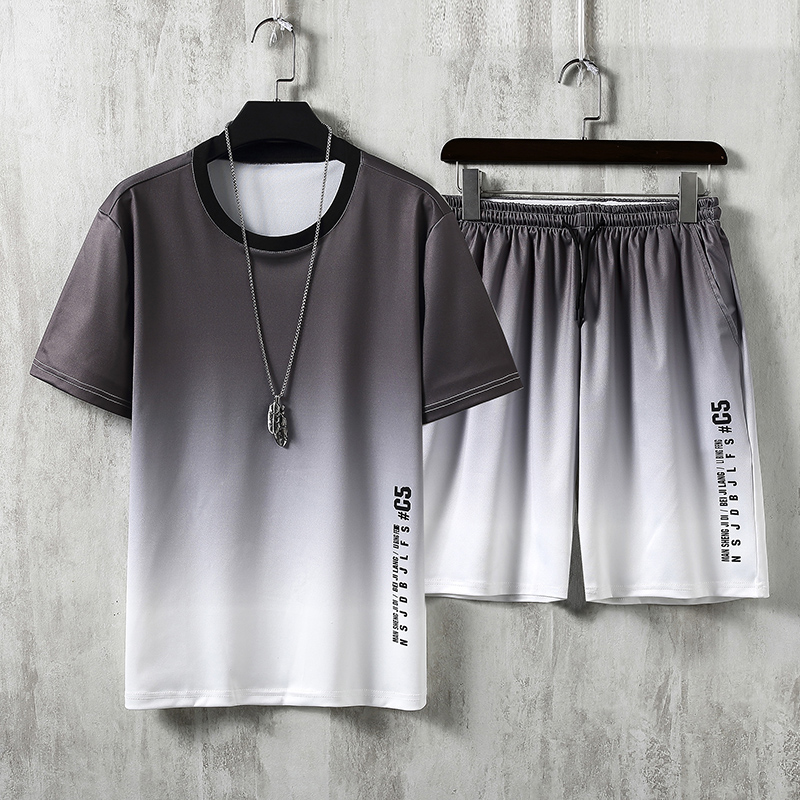 夏季新款韩版潮流渐变色短袖t恤