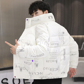 立领棉衣潮牌加厚抗寒保暖外套 冬季 男士 亮面免洗羽绒棉服2026新款