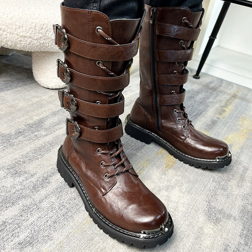 秋季高筒长靴复古骑士靴