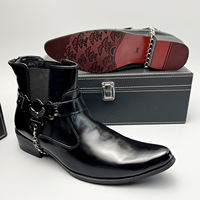Korean high-top men's boots, new Martin boots, trendy short boots, pointed leather boots, British men's insole height-increasing men's shoes thumbnail 2