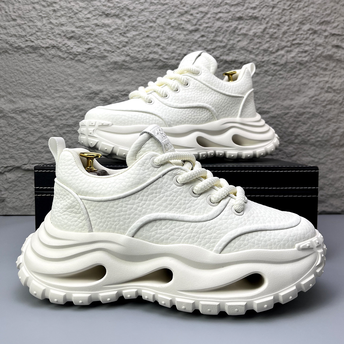 潮牌男鞋系带透气新款厚底增高老爹鞋高级感百搭休闲鞋黑武士潮鞋,流行男鞋,老爹鞋,淘宝优惠券,粉丝福利购,淘宝优惠卷