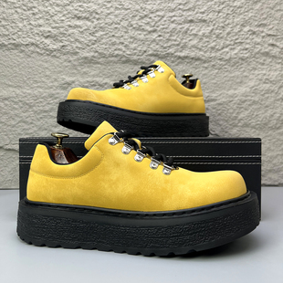 潮牌男士皮鞋超火秋冬新款小众大头德比鞋厚底增高男鞋舒适休闲鞋