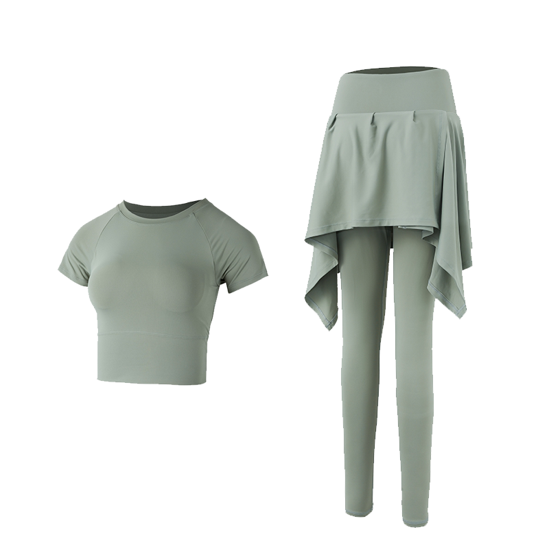瑜伽服上衣女带胸垫运动套装