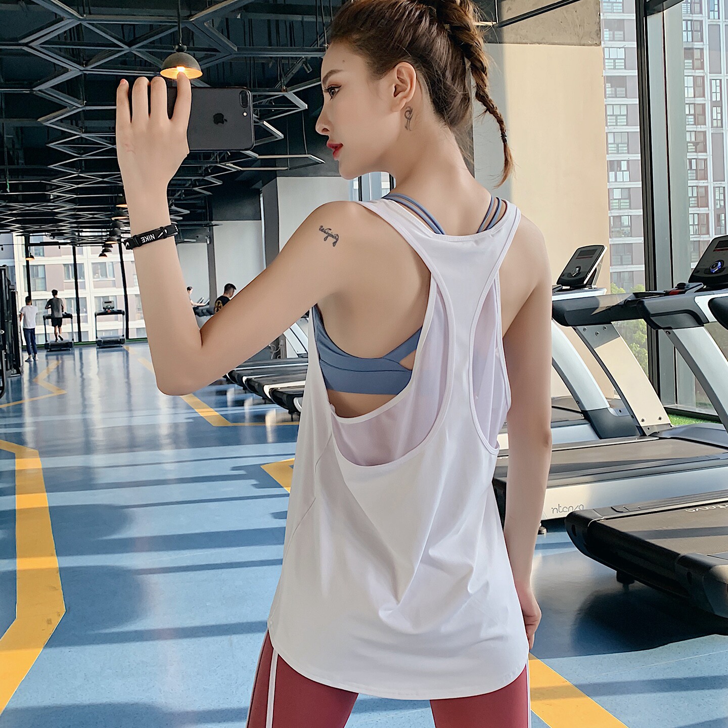 运动背心女薄款宽松外穿工字瑜伽上衣无袖速干T恤跑步健身罩衫