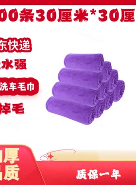 硕基紫色30*30厘米100条洗车毛巾清洁抹布百洁布装修工作毛巾清洁
