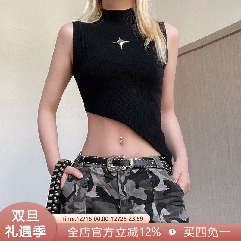 简约ins风星星小标高领背心