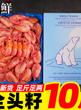 北极虾新鲜甜虾刺身冰虾超大虾带籽头籽腹籽北极熊海鲜水产鲜活A3