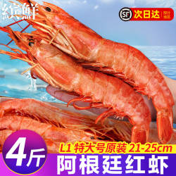 阿根廷红虾l1大红虾2kg进口超大特大新鲜冷冻海鲜水产船冻大虾4斤