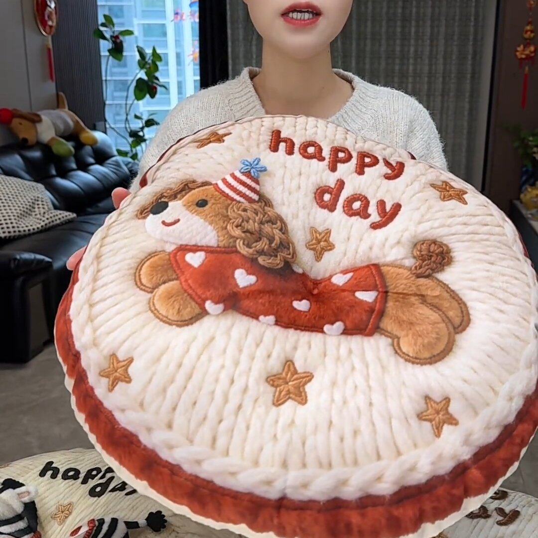 2026 新款加厚卡通狗狗圆形坐垫居家抱枕学生儿童蒲团榻榻米垫