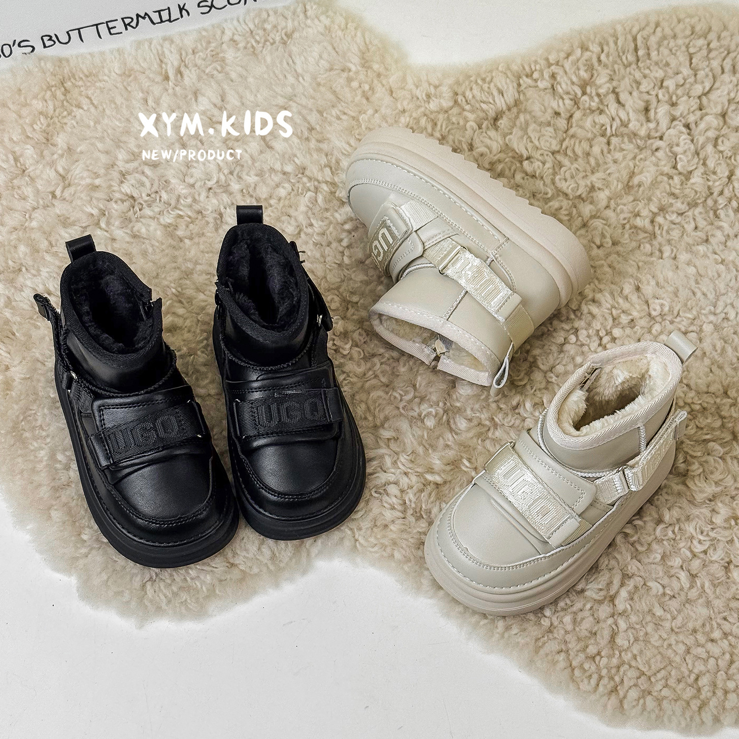 纯真品牌童装 冬款儿童鞋子 韩版女童靴子防水保暖大棉雪地靴