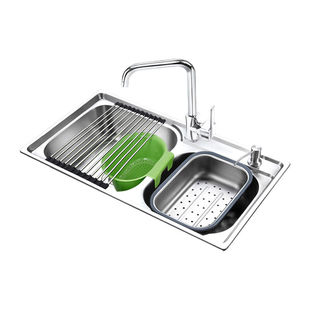 SUS304不锈钢厨房水槽双槽洗菜盆洗碗池纯铜龙头套 KEBANG