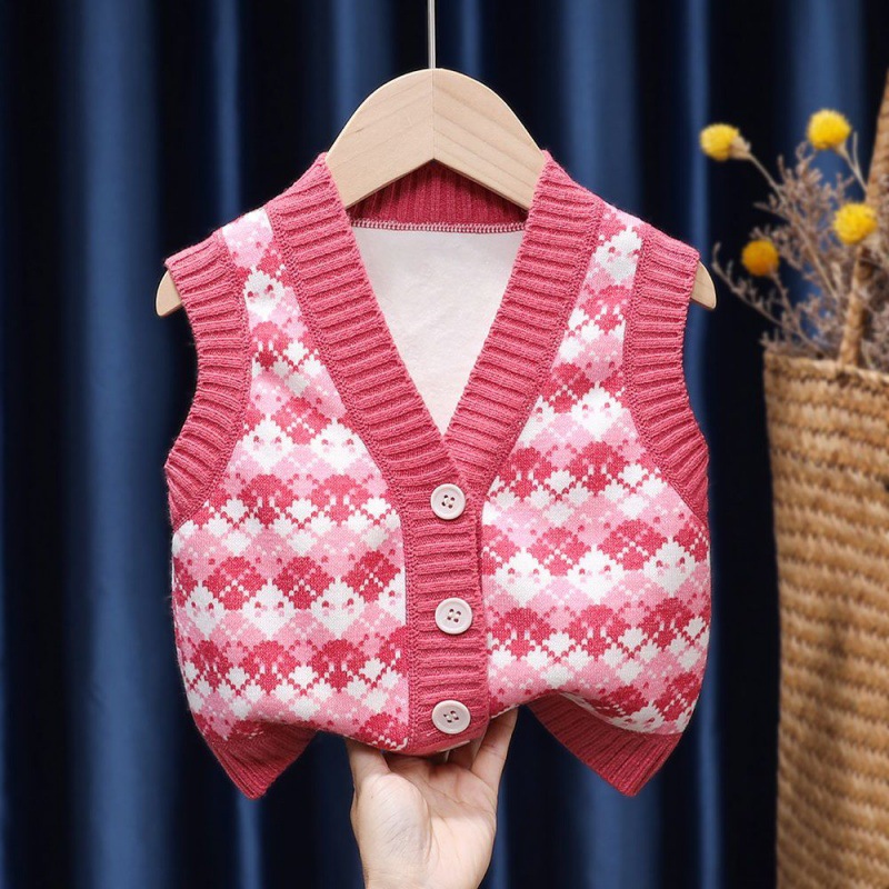 女童针织衫开衫加绒洋气中小童秋冬季2025新款毛衣外套宝宝上衣潮