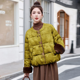 城市衣柜紫澜门2026新款女装新中式羽绒服短款90白鸭绒外套