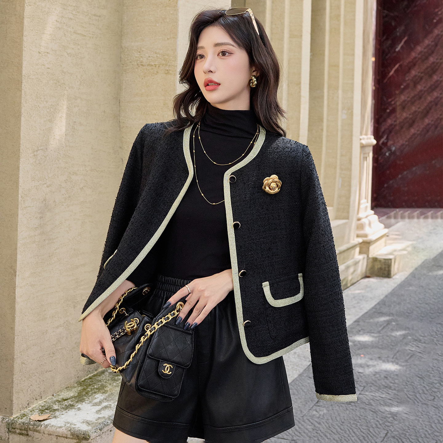 雅美瑞女装美丽衣橱专柜正品2025新款名媛复古盘扣上衣外套