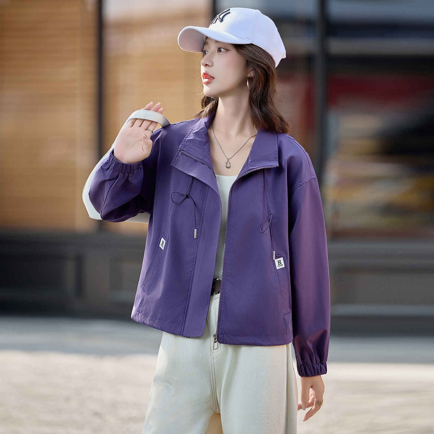雅美瑞女装美丽衣橱专柜正品2025新款她之蝶连帽外套小个子夹克