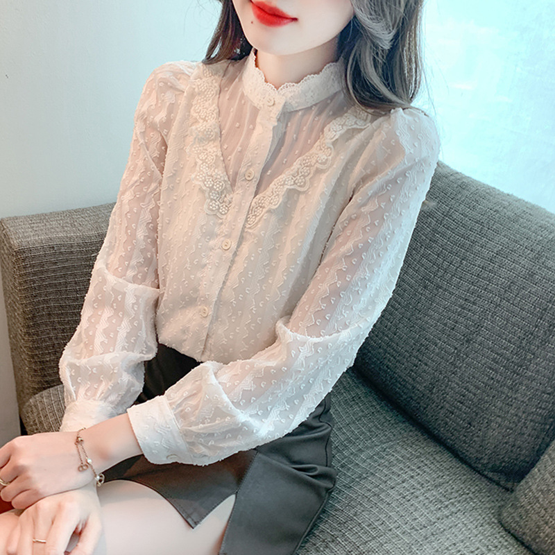 海伦公主城市衣柜旗舰店女装官方2023新款长袖上衣百搭蕾丝衫