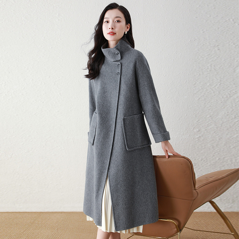 她之蝶京东官方素言官网女装正品双面呢时尚立领高级感毛呢外套