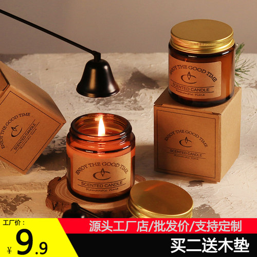 精油香薰蜡烛熏香味香烛卧室无烟室内家用房间低温