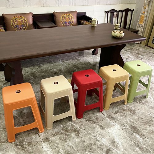 家用塑料凳茶台凳坐高47CM聚会商用防滑加厚方凳客厅餐桌熟胶板凳