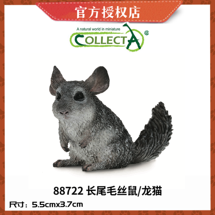英国CollectA我你他仿真野生动物模型玩具88722 长尾毛丝鼠 龙猫