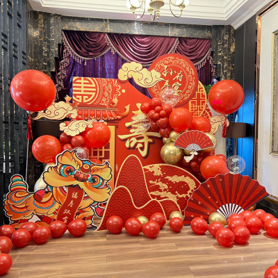 老人寿宴主题气球装饰场景布置