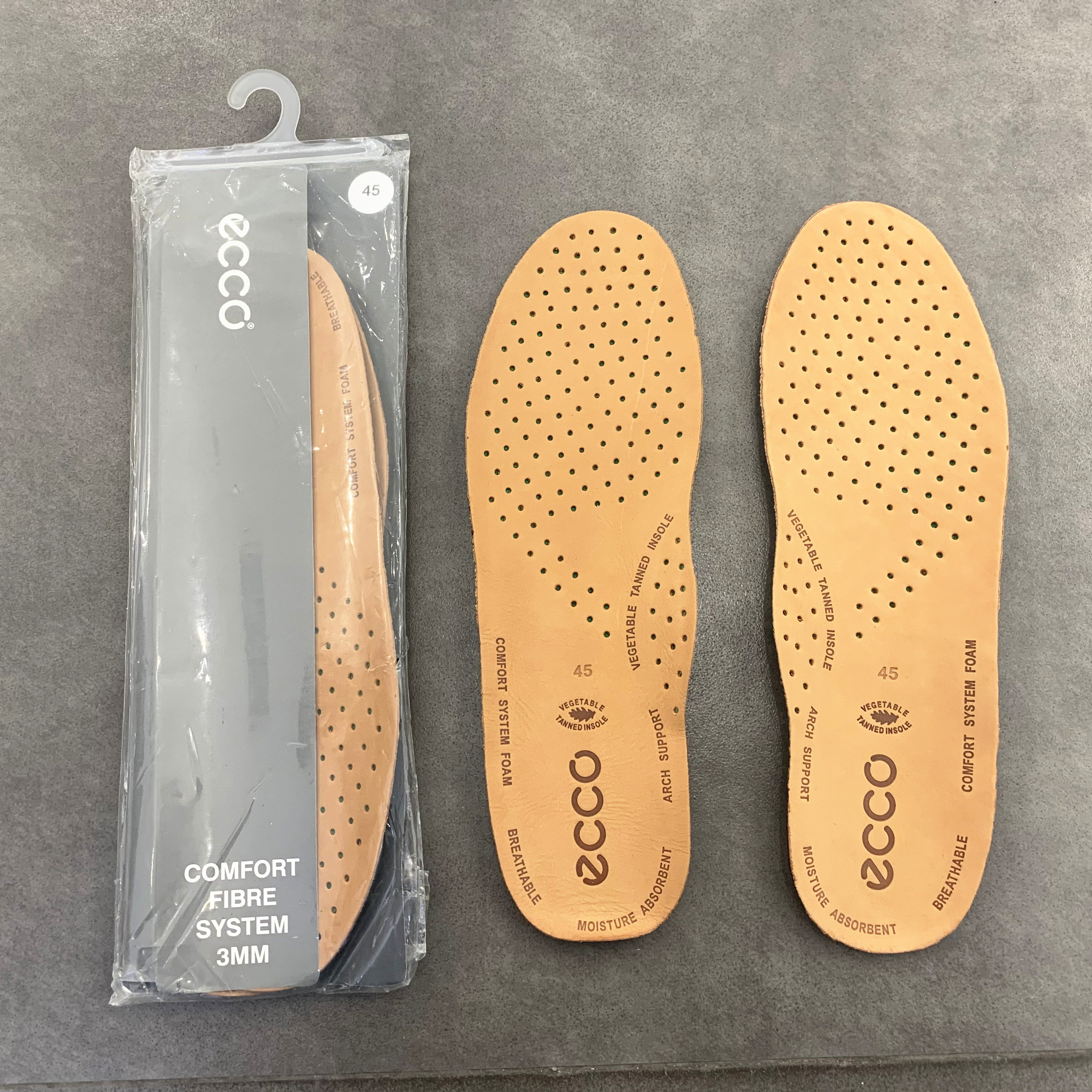 正品现货ecco爱步男女通用舒适牛皮可剪裁鞋垫透气防臭抑菌全掌垫