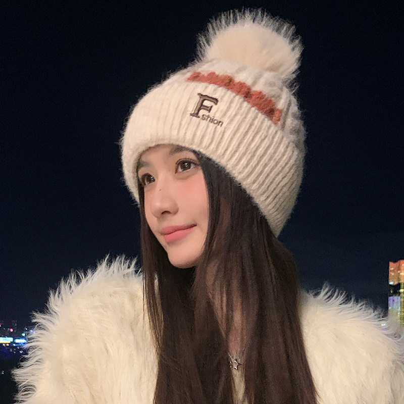毛球帽子女冬季2025新款时尚可爱护耳针织毛线帽加厚保暖防寒棉帽,服饰配件/皮带/帽子/围巾,帽子,淘宝优惠券,粉丝福利购,淘宝优惠卷