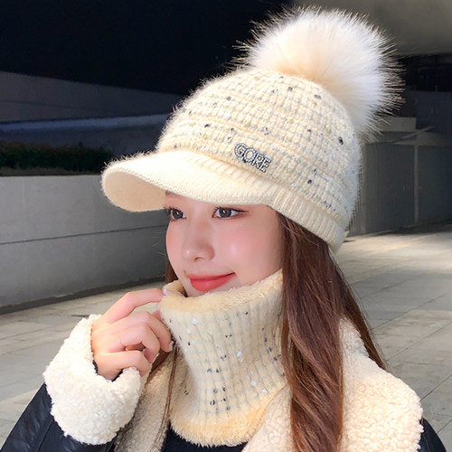 毛线帽子女秋冬季加绒保暖针织帽