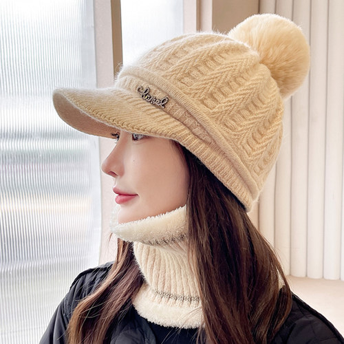 帽子女冬季保暖护耳针织兔毛线帽