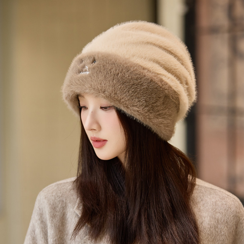 毛线帽子女秋冬季毛绒针织帽大头围显脸小保暖加厚防寒护耳堆堆帽,服饰配件/皮带/帽子/围巾,帽子,淘宝优惠券,粉丝福利购,淘宝优惠卷