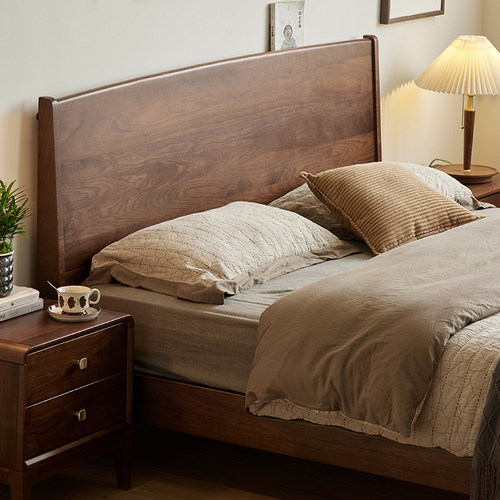 YAMOO北美黑胡桃木实木床1米8