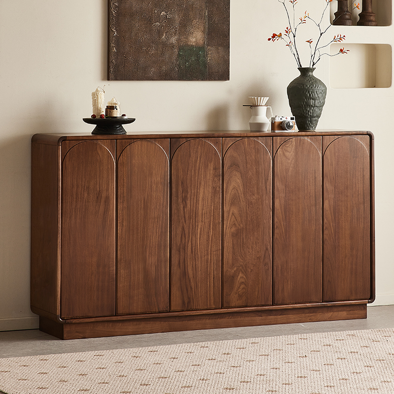 yamoo北美黑胡桃木实木餐边柜北欧设计师茶水柜家用餐厅储物柜