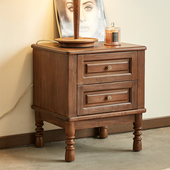 yamoo北美黑胡桃实木床头柜北欧覆古简约铜把手床边柜主卧收纳柜