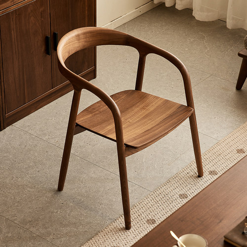 北美黑胡桃木书椅创意扶手椅