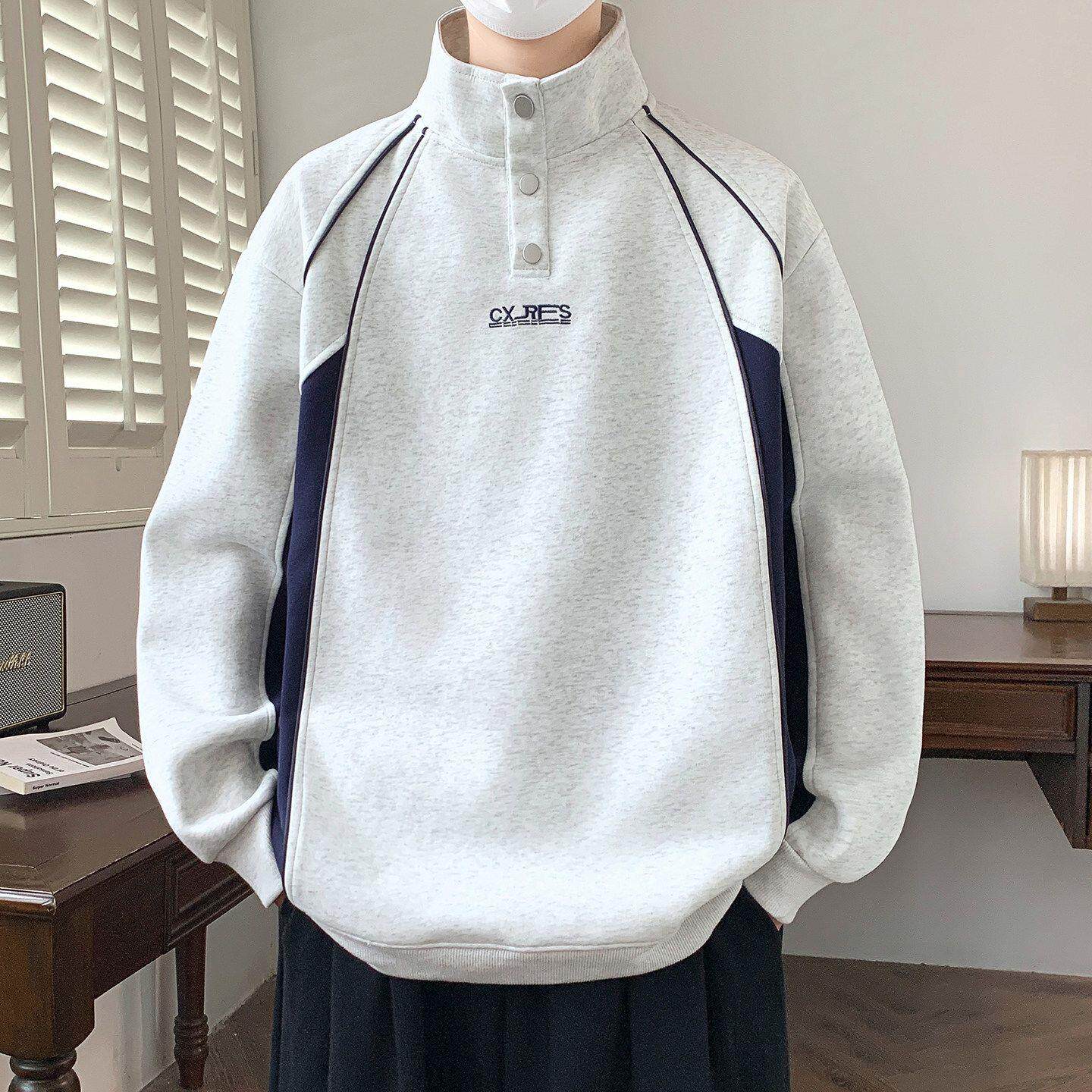 青少年美式拼接设计感潮运