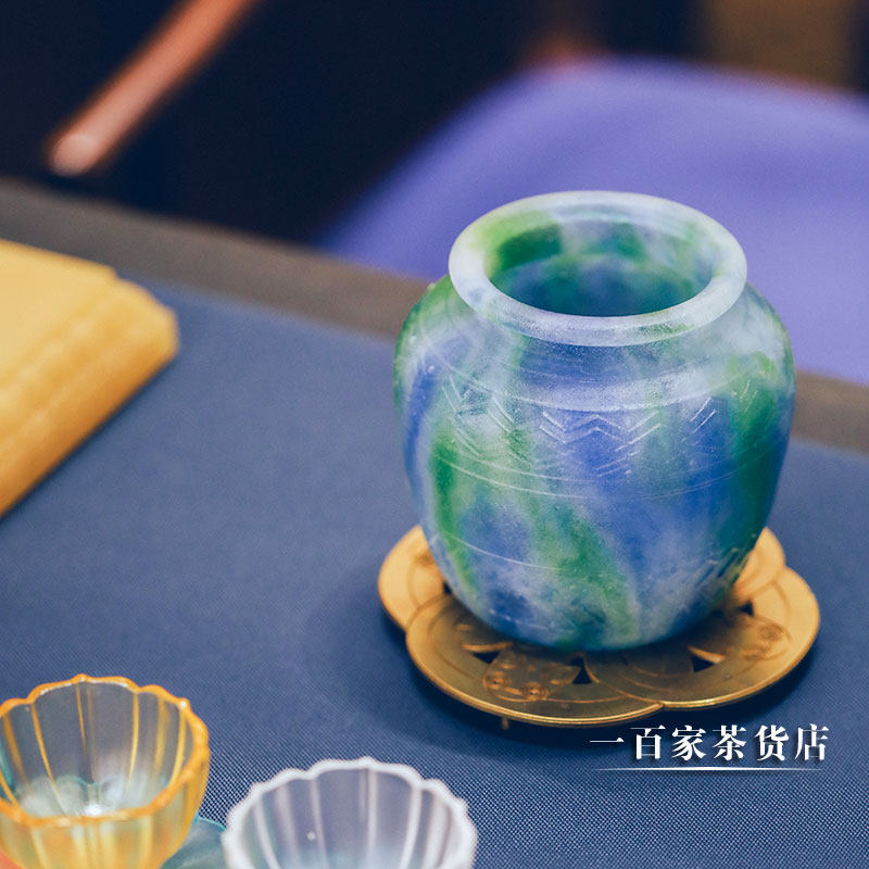 梁明毓古法琉璃 水余5号 茶道茶器琉璃摆件中式茶具