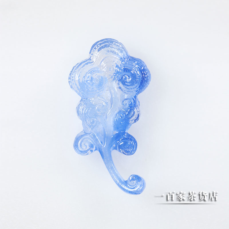 梁明毓古法琉璃茶具 如意灵芝 茶枕 装饰摆件笔搁茶道零配