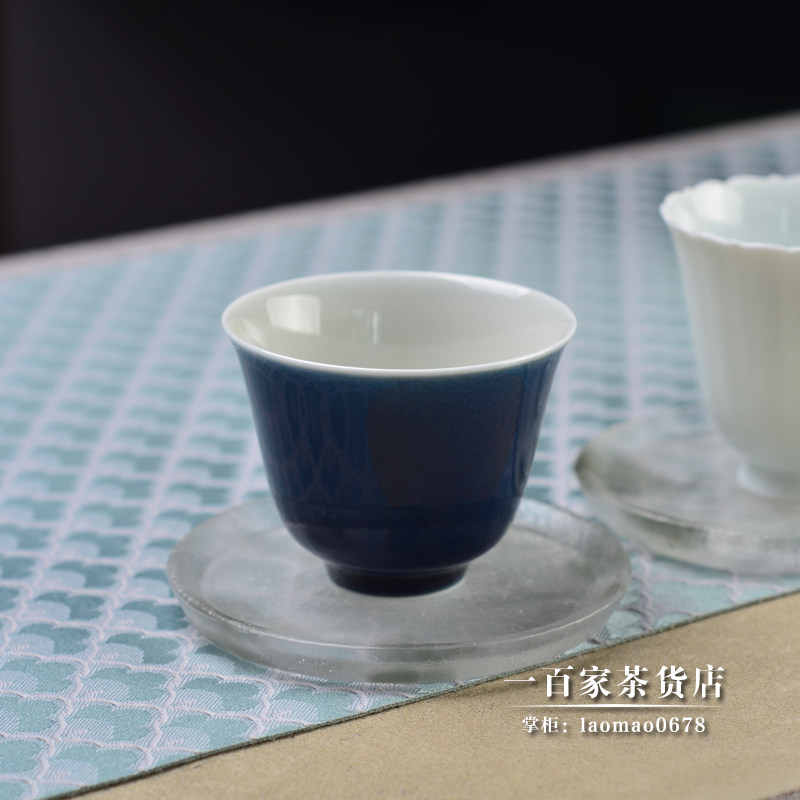 慕依春堂景德镇柴窑烧霁蓝釉花神杯色泽深沉简洁主人杯品茗杯茶杯