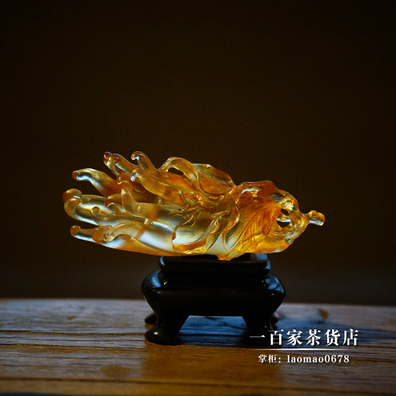 梁明毓古法琉璃茶具 佛手茶枕 茶席茶匙架文房笔架清供摆件