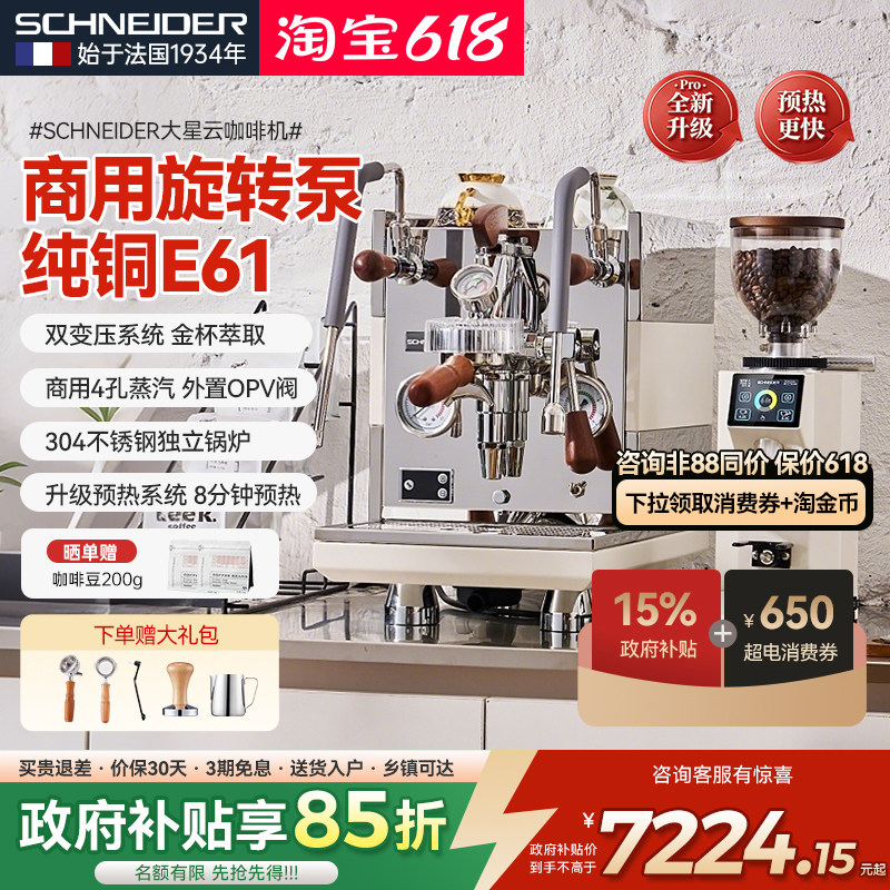 法国SCHNEIDER大星云咖啡机意式全半自动商用双锅炉家用纯铜E61