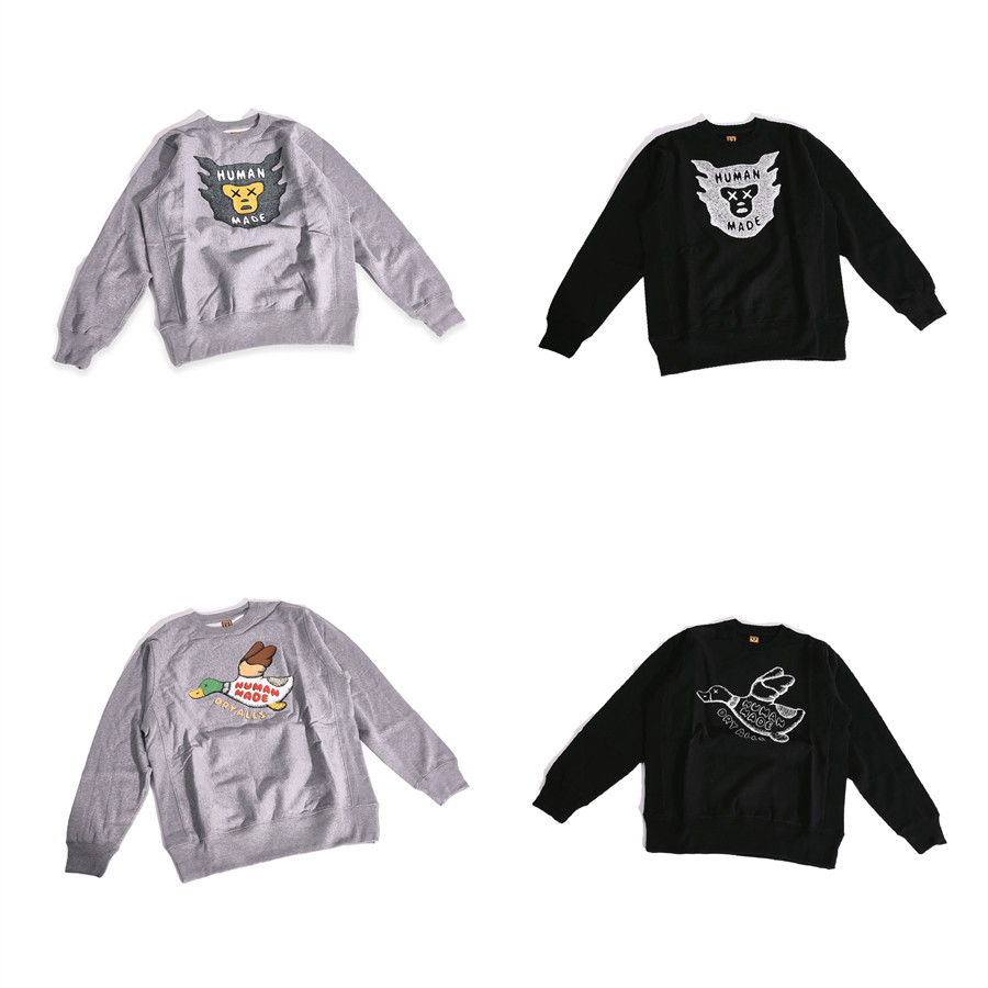 human x kaws 21fw飞鸭猿人印花加绒圆领卫衣男女情侣同款