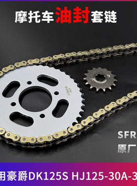 适用豪爵DK125S HJ125-30A-30D牙盘链条大小齿摩托车油封三件套链