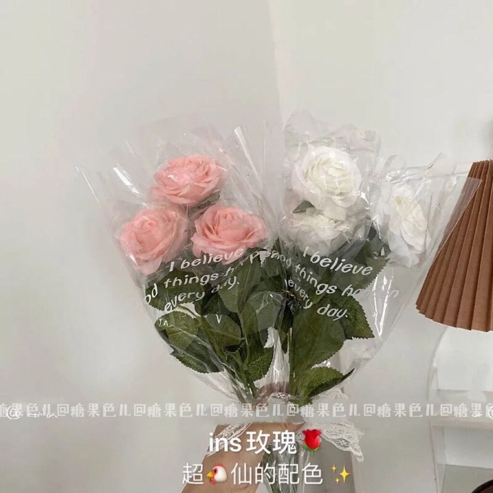 ins风野餐假花拍照白色仿真玫瑰花摆件少女花束浪漫